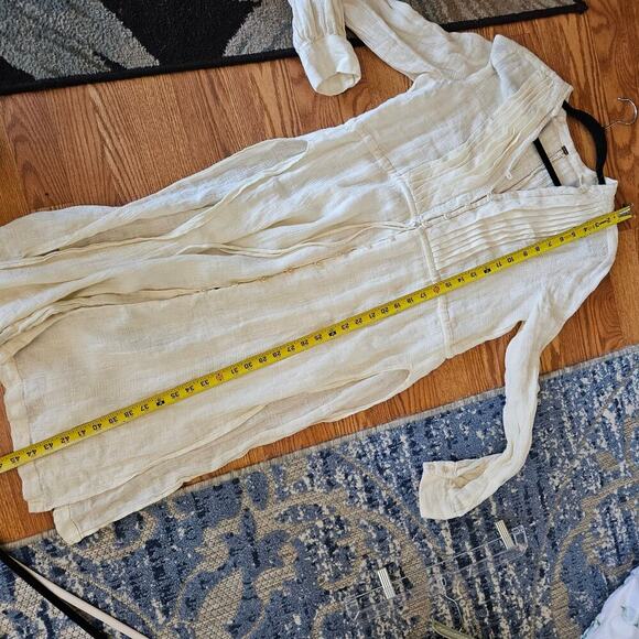 Free People Cream 100% Linen High Slit Maxi Dress Size Medium - Picture 5 of 6